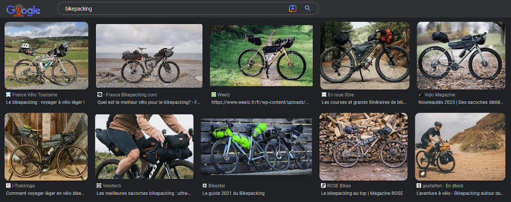 Le bikepacking et la rechercher Google Images